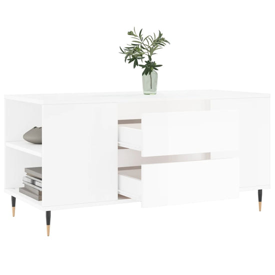 Salontafel 102x44,5x50 cm bewerkt hout hoogglans wit MeubelReus