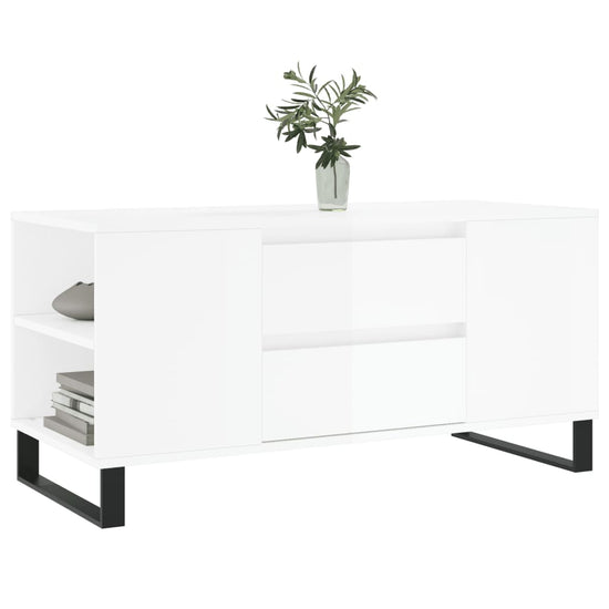 Salontafel 102x44,5x50 cm bewerkt hout hoogglans wit MeubelReus
