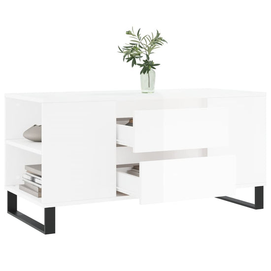 Salontafel 102x44,5x50 cm bewerkt hout hoogglans wit MeubelReus