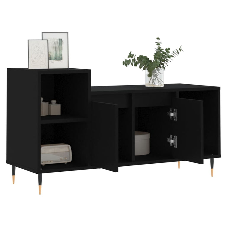 Tv-meubel 100x35x55 cm bewerkt hout zwart MeubelReus