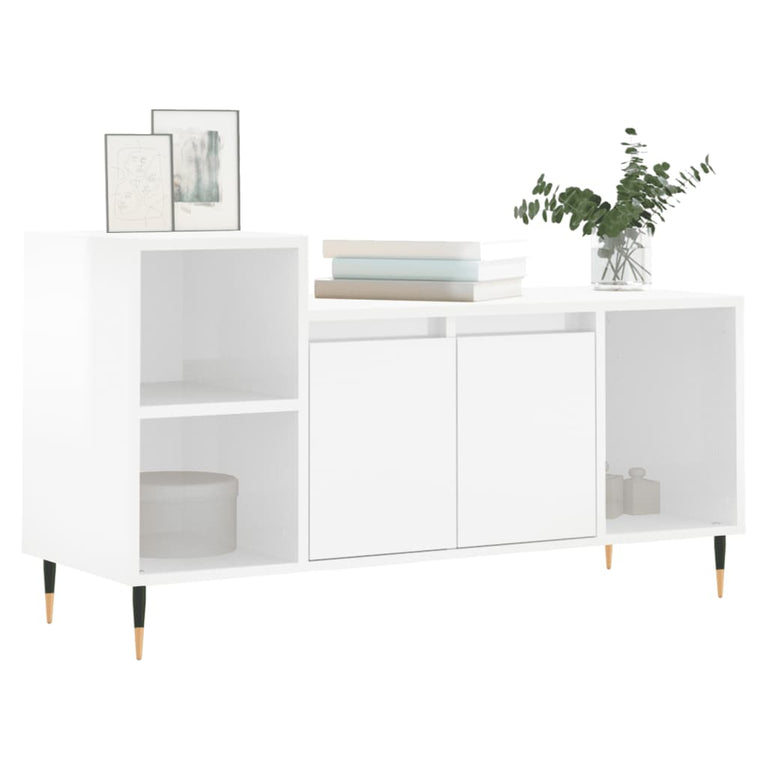 Tv-meubel 100x35x55 cm bewerkt hout hoogglans wit MeubelReus