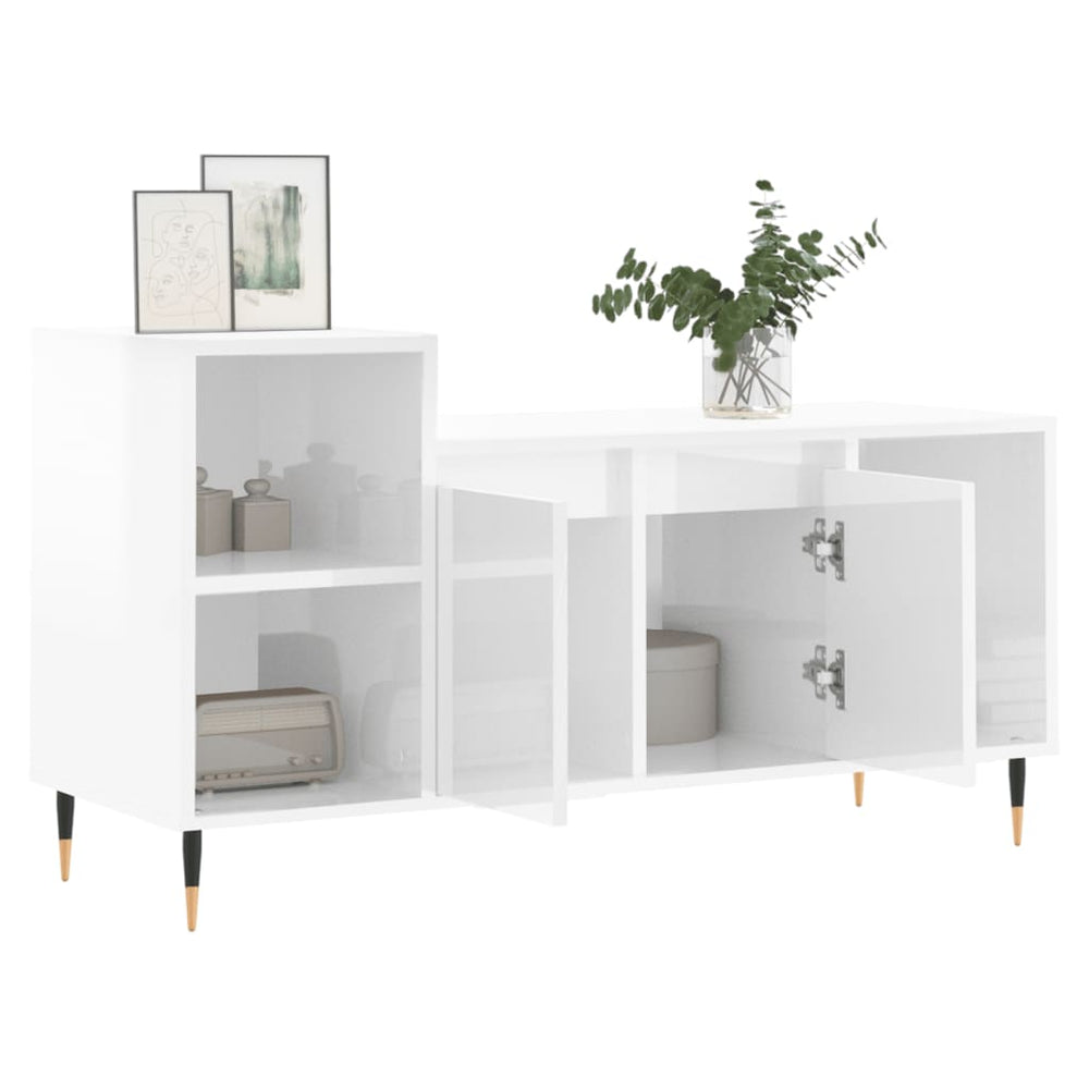 Tv-meubel 100x35x55 cm bewerkt hout hoogglans wit MeubelReus
