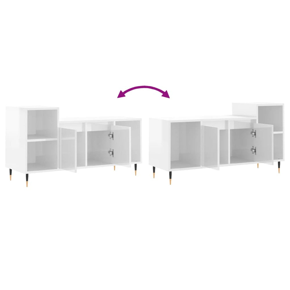 Tv-meubel 100x35x55 cm bewerkt hout hoogglans wit MeubelReus