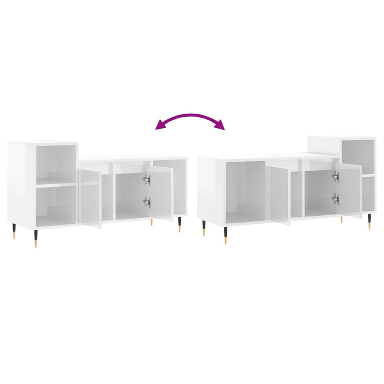 Tv-meubel 100x35x55 cm bewerkt hout hoogglans wit MeubelReus