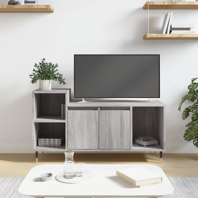 Tv-meubel 100x35x55 cm bewerkt hout grijs sonoma eikenkleurig MeubelReus