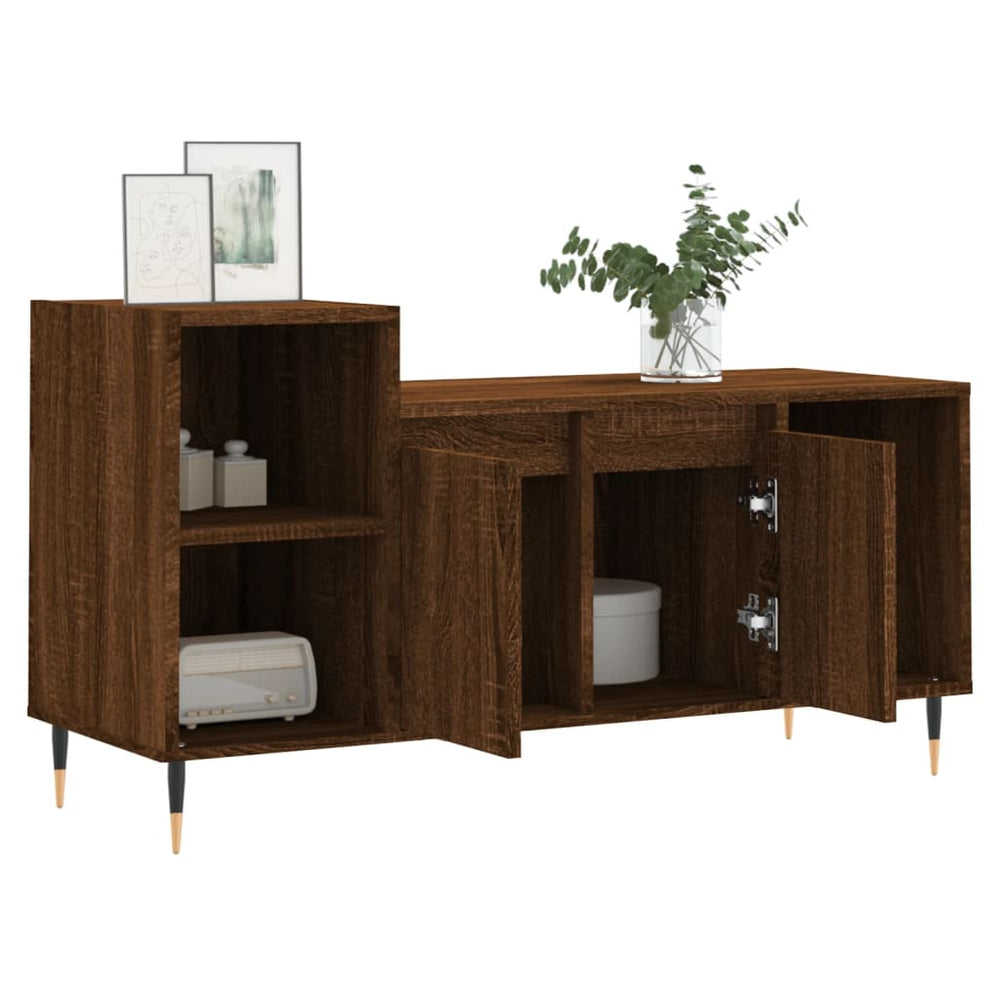 Tv-meubel 100x35x55 cm bewerkt hout bruin eikenkleur MeubelReus