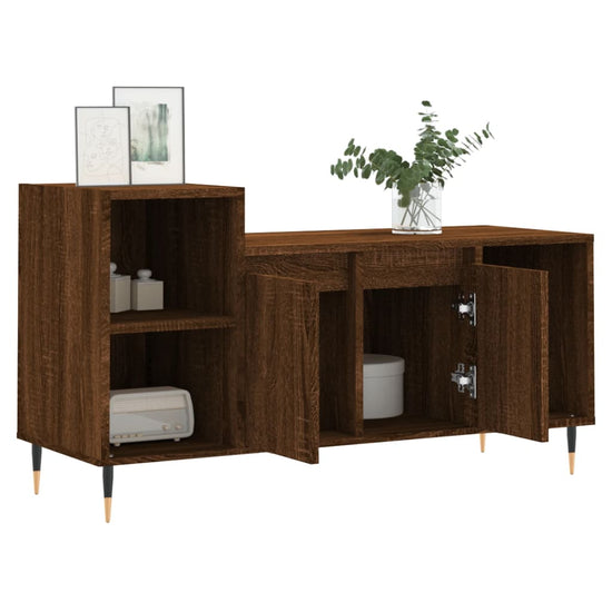 Tv-meubel 100x35x55 cm bewerkt hout bruin eikenkleur MeubelReus