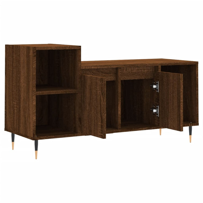 Tv-meubel 100x35x55 cm bewerkt hout bruin eikenkleur MeubelReus