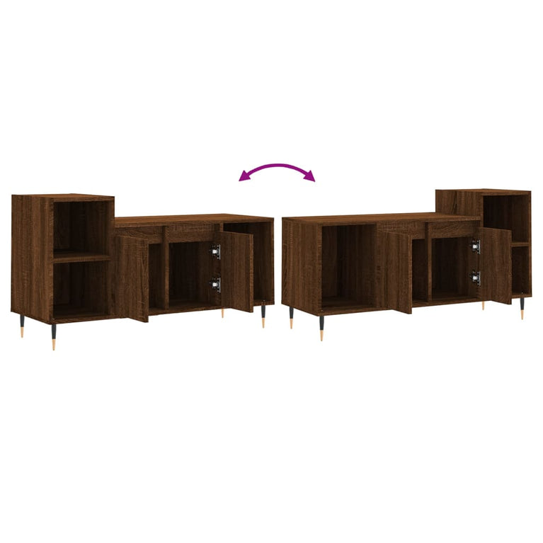 Tv-meubel 100x35x55 cm bewerkt hout bruin eikenkleur MeubelReus