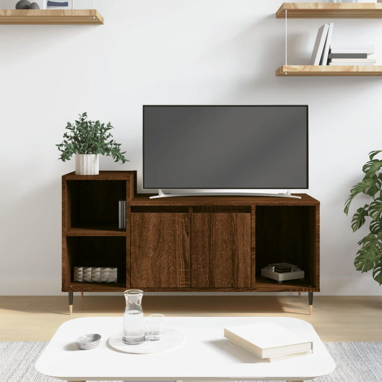 Tv-meubel 100x35x55 cm bewerkt hout bruin eikenkleur MeubelReus