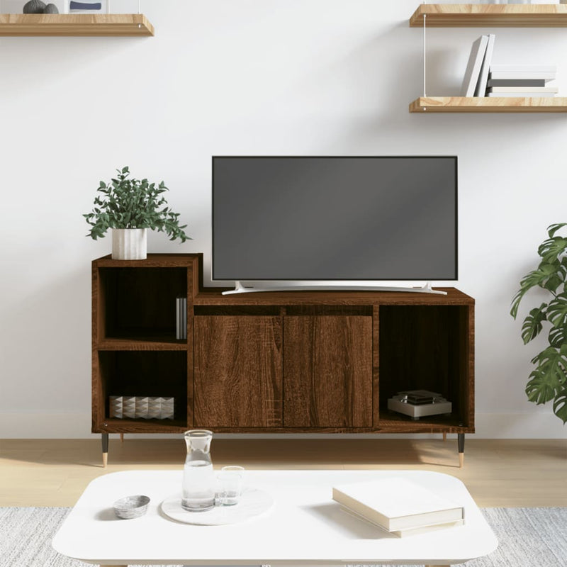 Tv-meubel 100x35x55 cm bewerkt hout bruin eikenkleur MeubelReus