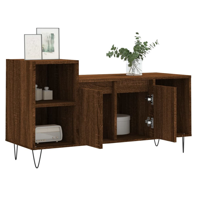 Tv-meubel 100x35x55 cm bewerkt hout bruin eikenkleur MeubelReus