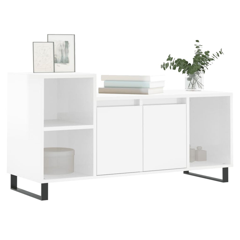 Tv-meubel 100x35x55 cm bewerkt hout hoogglans wit MeubelReus