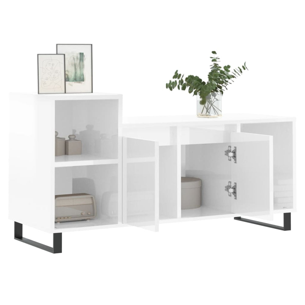 Tv-meubel 100x35x55 cm bewerkt hout hoogglans wit MeubelReus