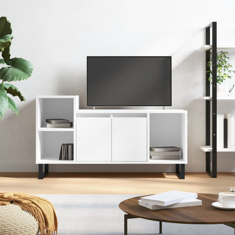 Tv-meubel 100x35x55 cm bewerkt hout hoogglans wit MeubelReus