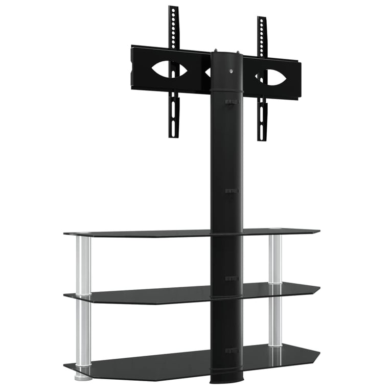 Tv-standaard hoek 3-laags voor 32-70 inch zwart en zilverkleur