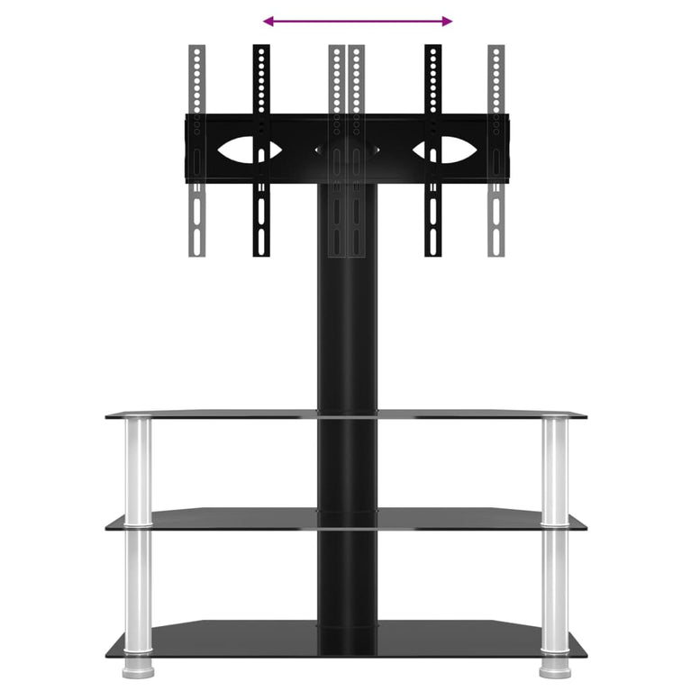 Tv-standaard hoek 3-laags voor 32-70 inch zwart en zilverkleur