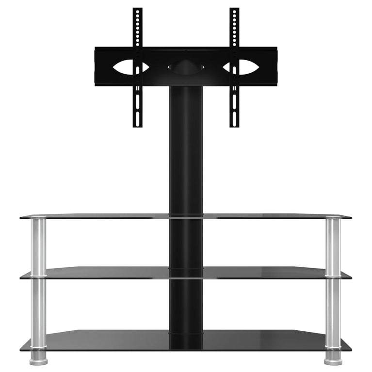 Tv-standaard hoek 3-laags voor 32-70 inch zwart en zilverkleur