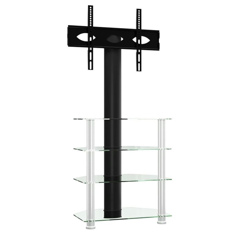 Tv-standaard hoek 4-laags voor 32-70 inch zwart en zilverkleur