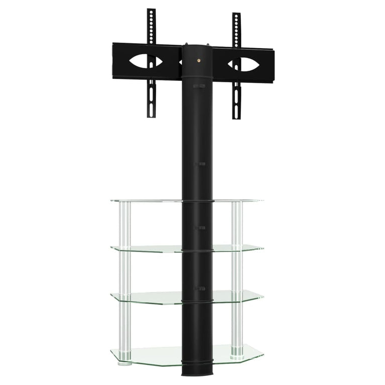 Tv-standaard hoek 4-laags voor 32-70 inch zwart en zilverkleur