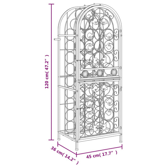 Wijnrek voor 41 flessen 45x36x120 cm smeedijzer zwart MeubelReus