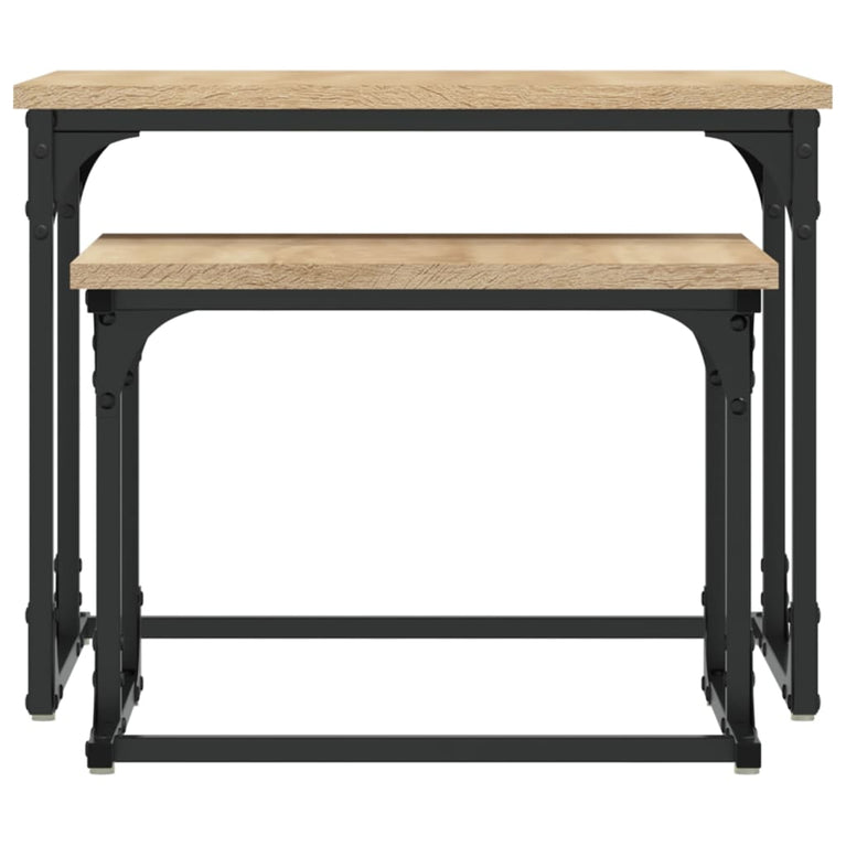 2-delige Tafeltjesset bewerkt hout sonoma eikenkleurig