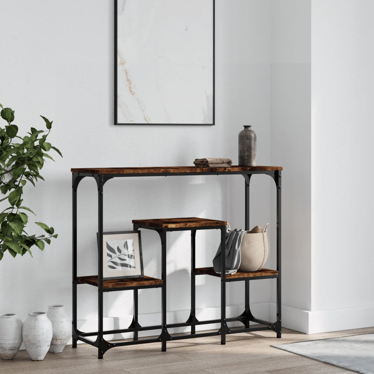 Wandtafel 89,5x28x76 cm bewerkt hout gerookt eikenkleurig MeubelReus