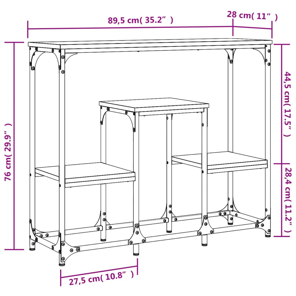 Wandtafel 89,5x28x76 cm bewerkt hout grijs sonoma eikenkleurig MeubelReus
