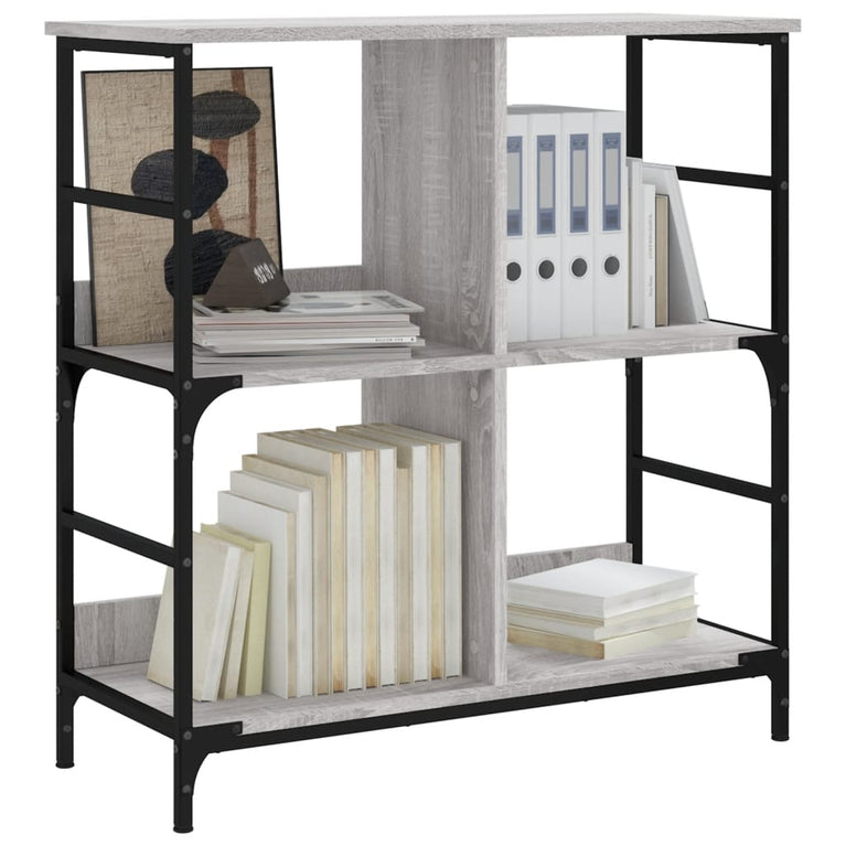 Boekenrek 78,5x33x82 cm bewerkt hout grijs sonoma eikenkleur MeubelReus