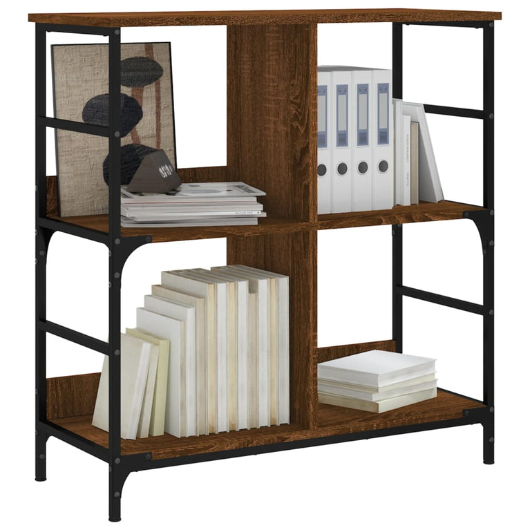 Boekenrek 78,5x33x82 cm bewerkt hout bruin eikenkleur MeubelReus