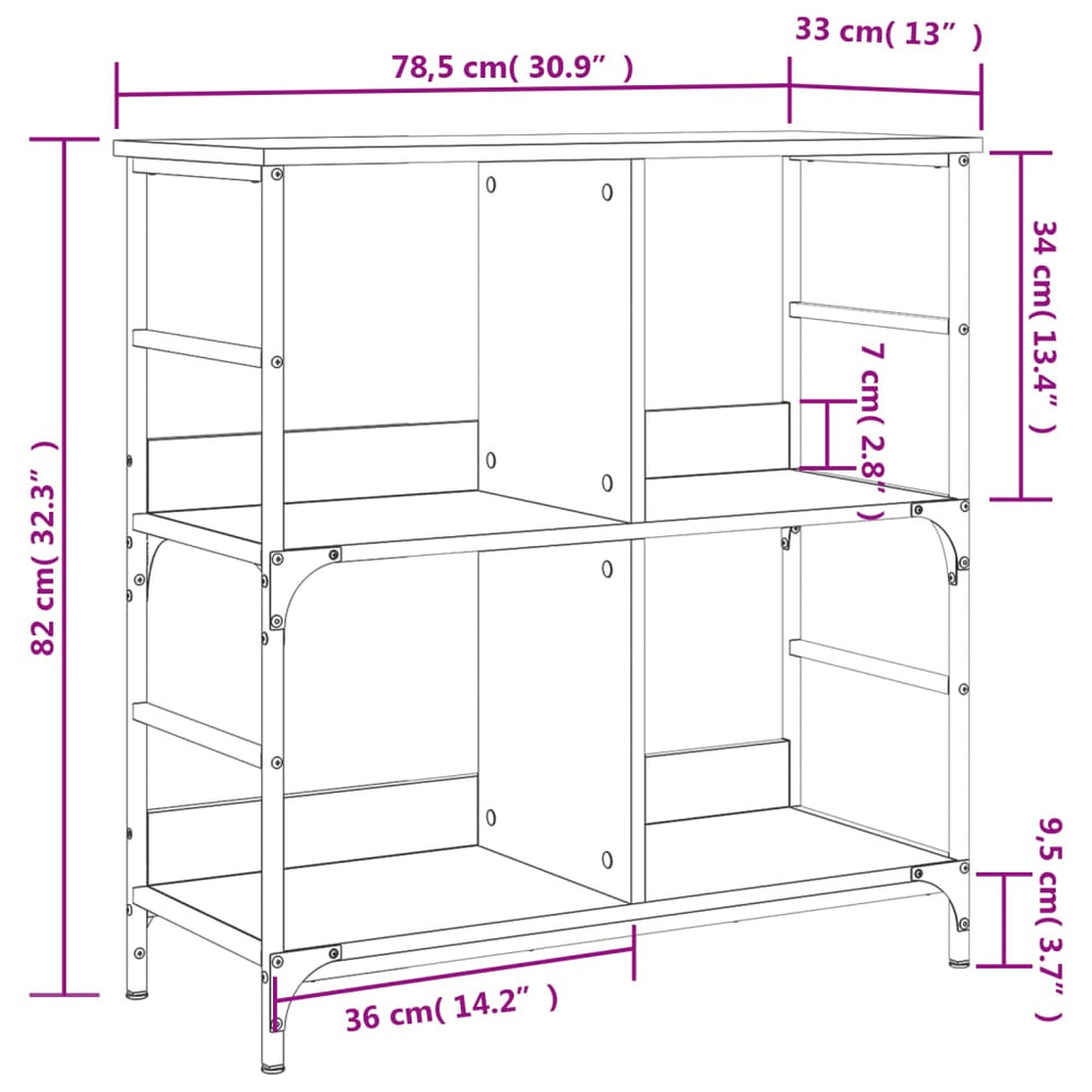 Boekenrek 78,5x33x82 cm bewerkt hout bruin eikenkleur MeubelReus