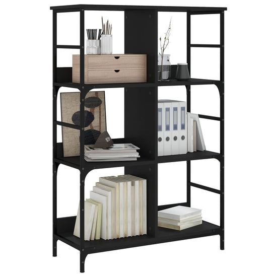 Boekenrek 78,5x33x117,5 cm bewerkt hout zwart MeubelReus