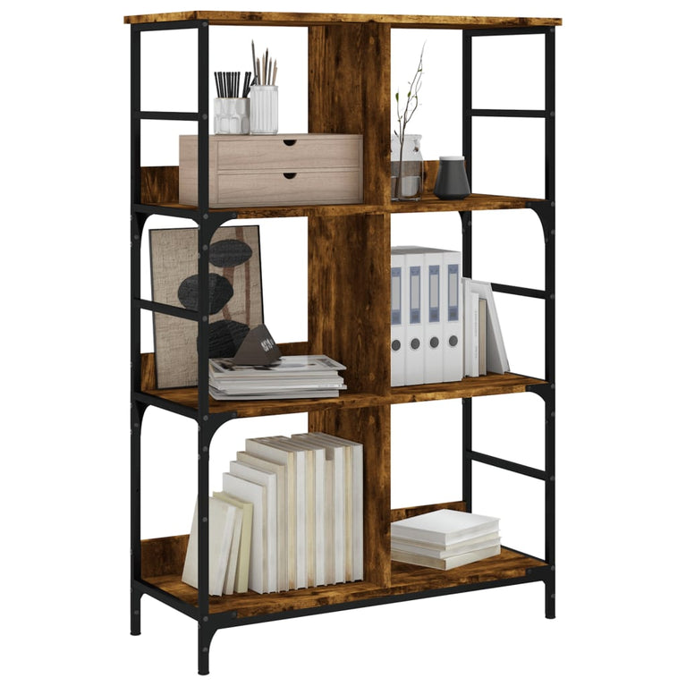 Boekenrek 78,5x33x117,5 cm bewerkt hout gerookt eikenkleurig MeubelReus