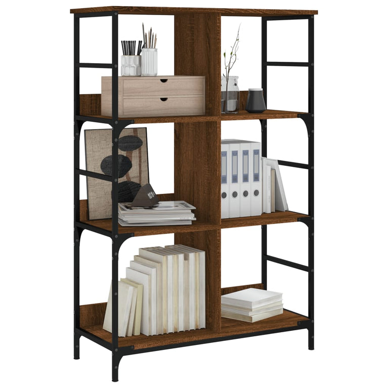 Boekenrek 78,5x33x117,5 cm bewerkt hout bruin eikenkleur MeubelReus