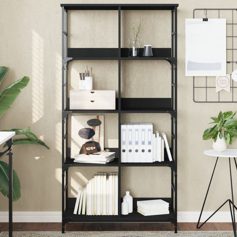 Boekenkast 78,5x33x153 cm bewerkt hout zwart MeubelReus