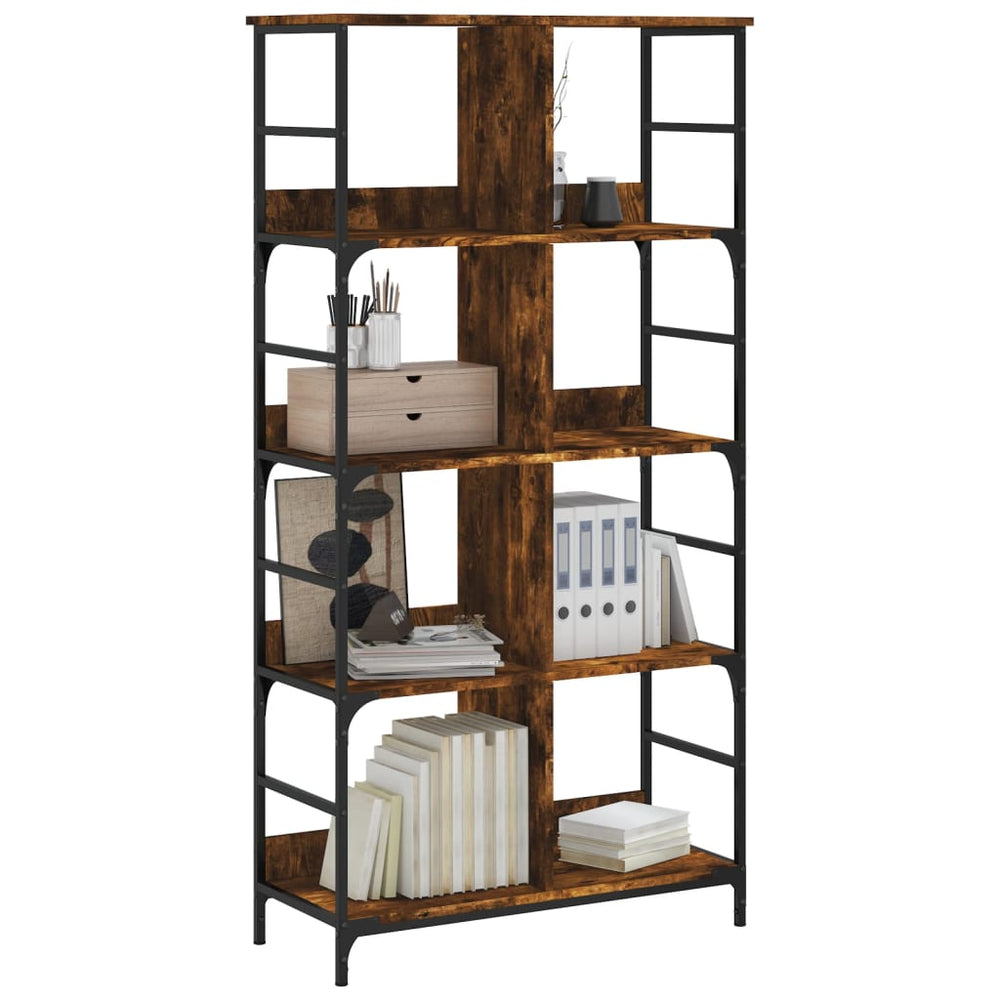 Boekenrek 78,5x33x153 cm bewerkt hout gerookt eikenkleurig MeubelReus