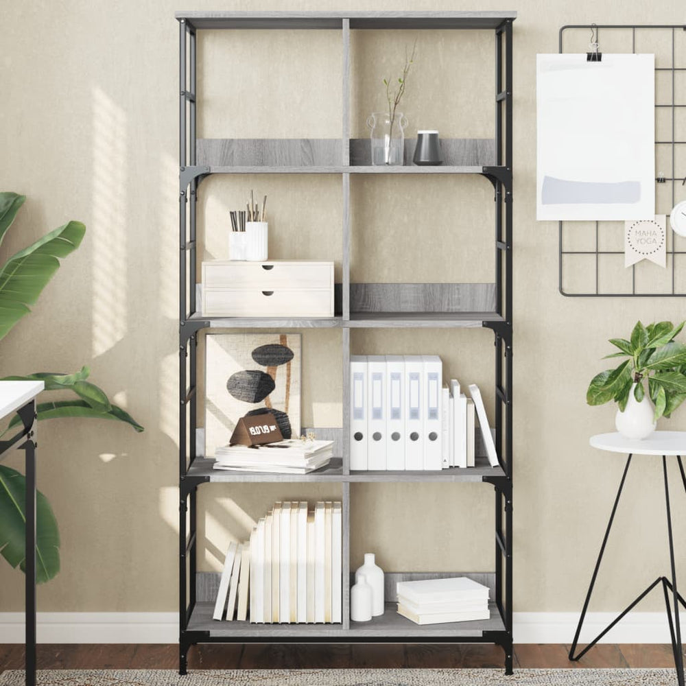 Boekenrek 78,5x33x153 cm bewerkt hout grijs sonoma eikenkleur MeubelReus