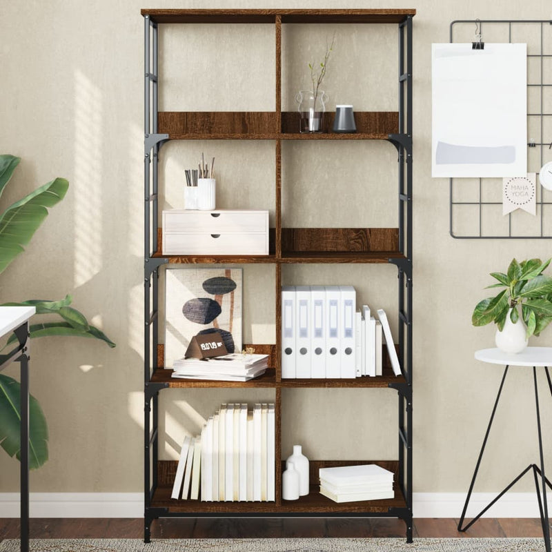 Boekenrek 78,5x33x153 cm bewerkt hout bruin eikenkleur MeubelReus