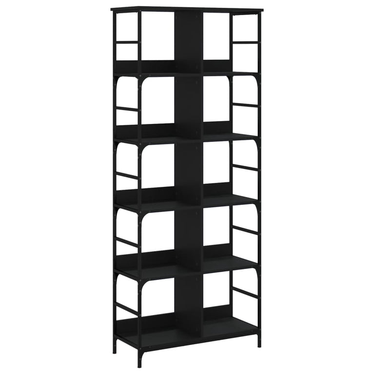 Boekenrek 78,5x33x188,5 cm bewerkt hout zwart MeubelReus