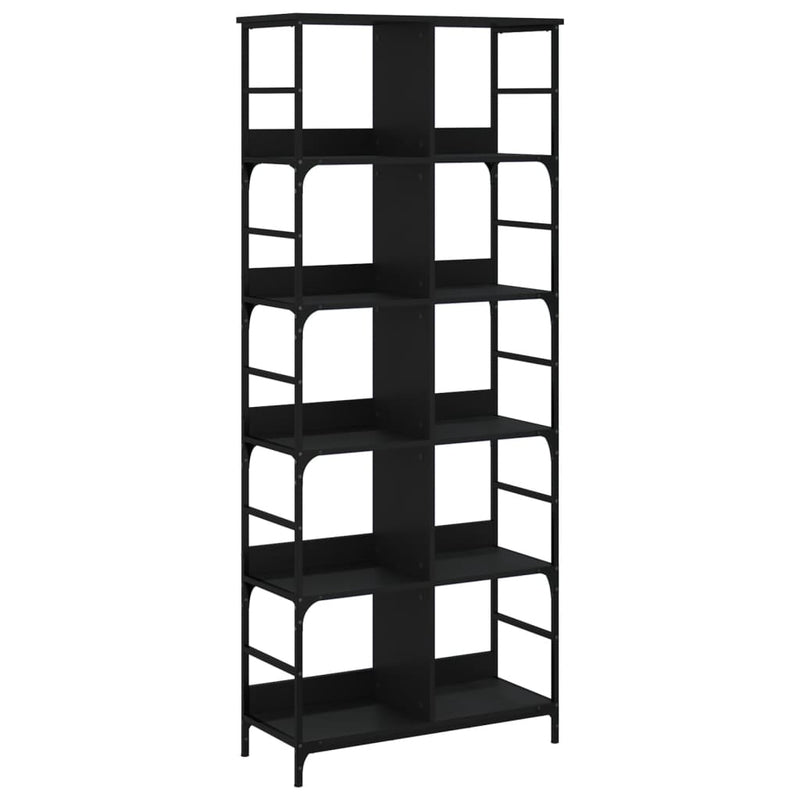 Boekenrek 78,5x33x188,5 cm bewerkt hout zwart MeubelReus