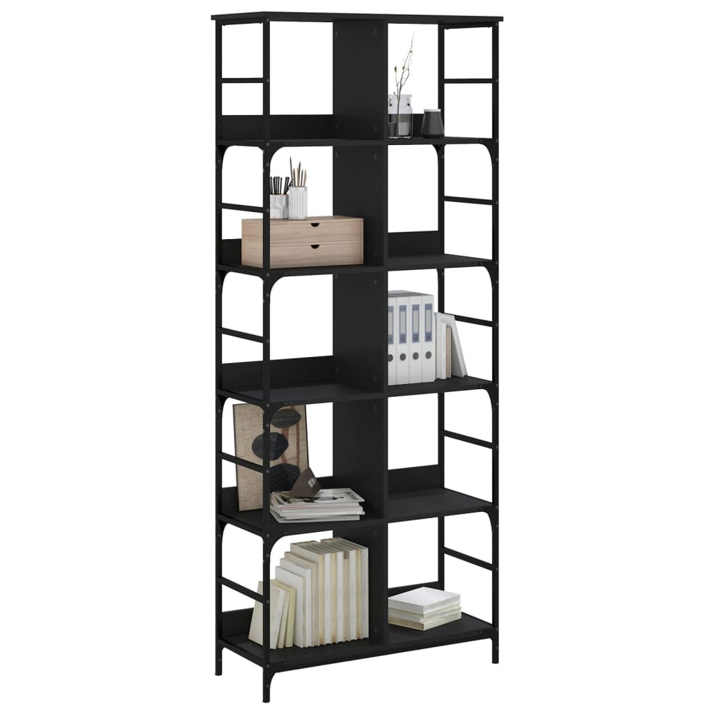 Boekenrek 78,5x33x188,5 cm bewerkt hout zwart MeubelReus