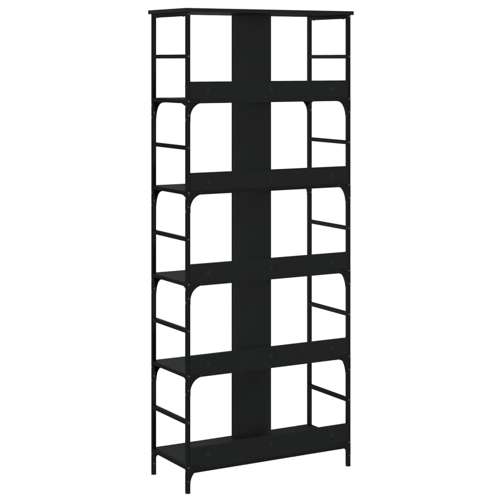 Boekenrek 78,5x33x188,5 cm bewerkt hout zwart MeubelReus