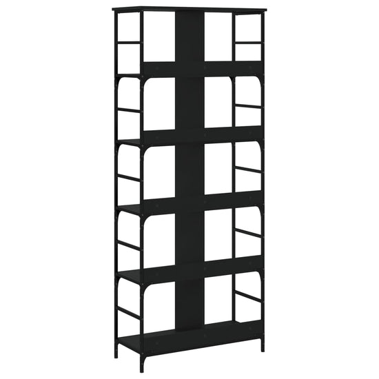 Boekenrek 78,5x33x188,5 cm bewerkt hout zwart MeubelReus