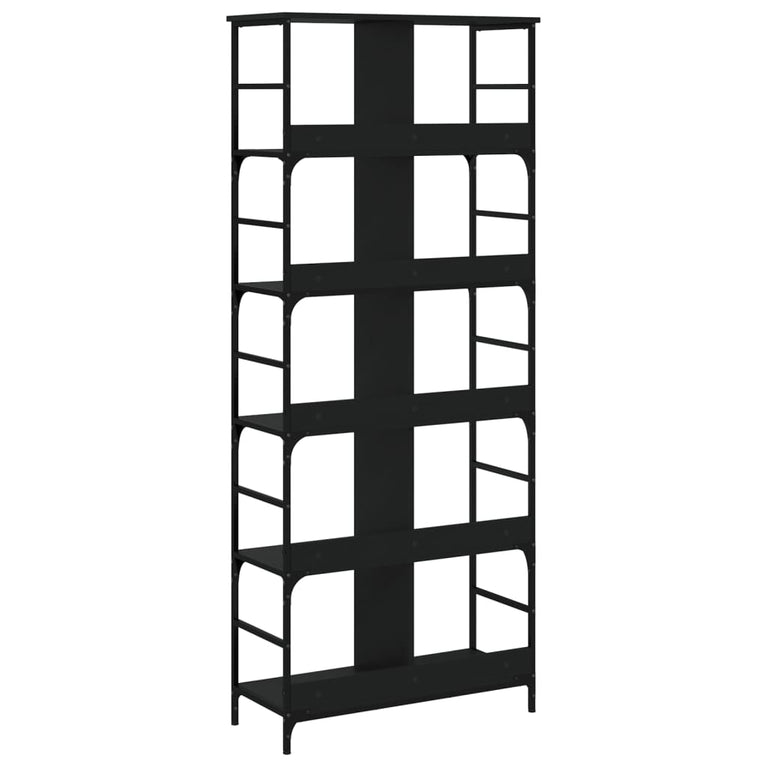 Boekenrek 78,5x33x188,5 cm bewerkt hout zwart MeubelReus