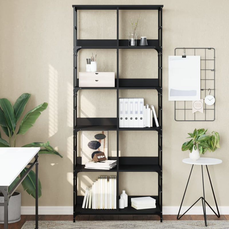 Boekenrek 78,5x33x188,5 cm bewerkt hout zwart MeubelReus