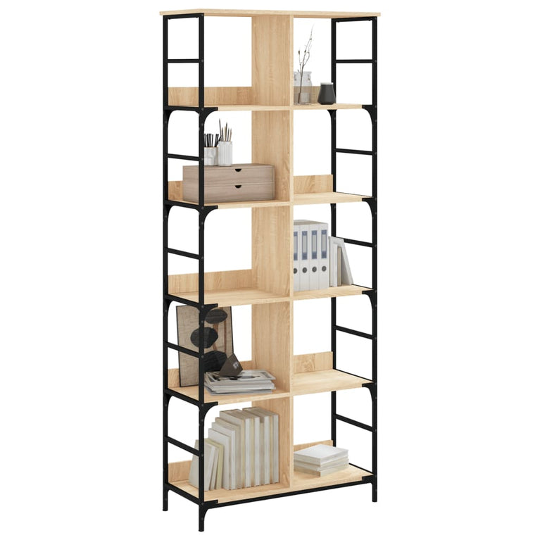 Boekenrek 78,5x33x188,5 cm bewerkt hout sonoma eikenkleurig MeubelReus