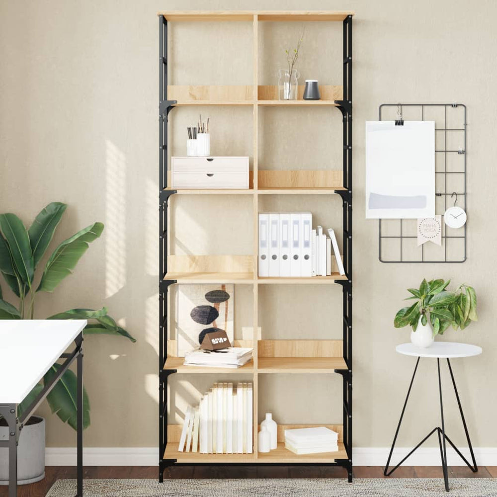 Boekenrek 78,5x33x188,5 cm bewerkt hout sonoma eikenkleurig MeubelReus
