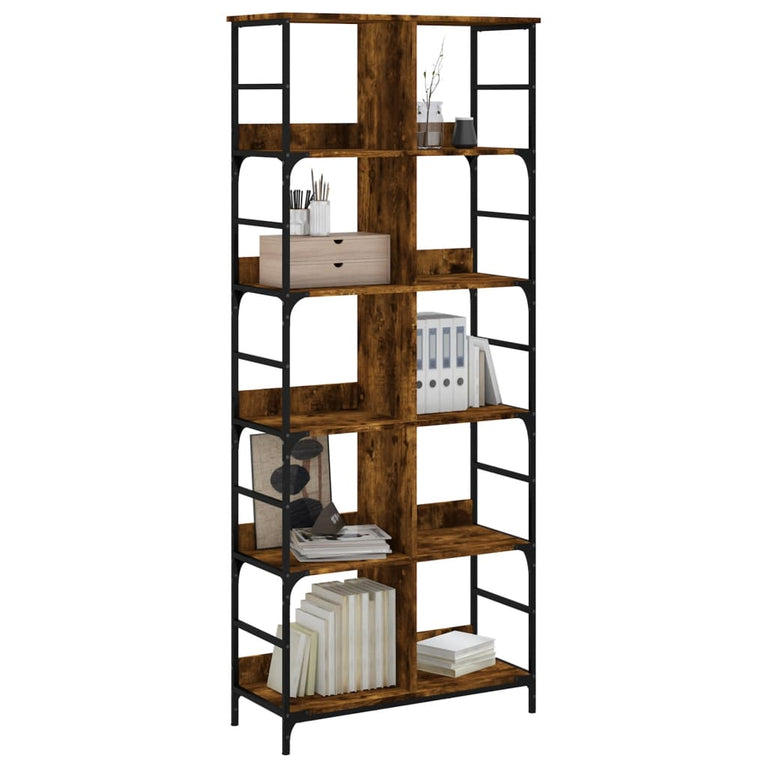 Boekenrek 78,5x33x188,5 cm bewerkt hout gerookt eikenkleurig MeubelReus