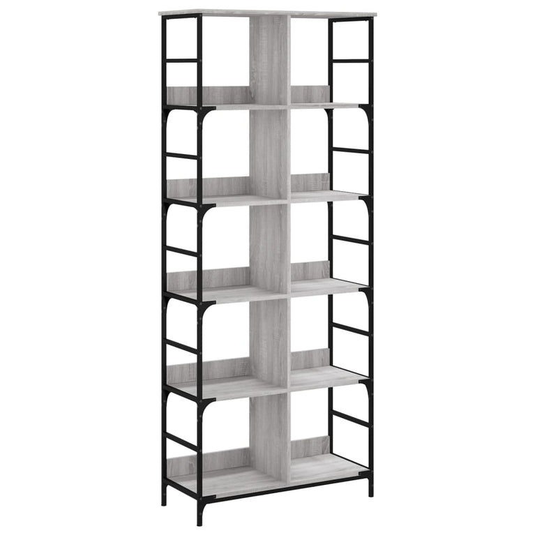 Boekenrek 78,5x33x188,5 cm bewerkt hout grijs sonoma eikenkleur MeubelReus