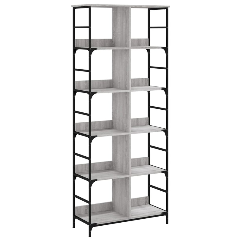 Boekenrek 78,5x33x188,5 cm bewerkt hout grijs sonoma eikenkleur MeubelReus